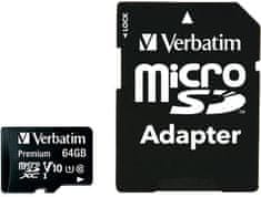 VERBATIM MicroSDXC 64GB (Class 10) + SD adaptér (44084)