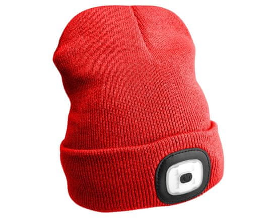 SIXTOL Čiapka s čelovkou 45lm, nabíjací, USB, univerzálna veľkosť, bavlna/PE, červená