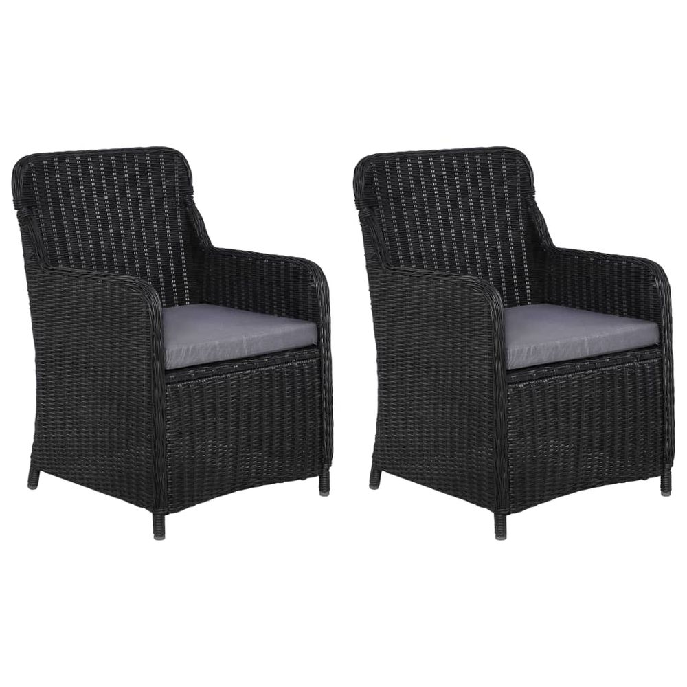 Petromila vidaXL Vonkajšie stoličky s podložkami 2 ks, polyratan, čierne