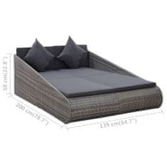 Vidaxl Záhradná posteľ sivá 200x139 cm polyratan
