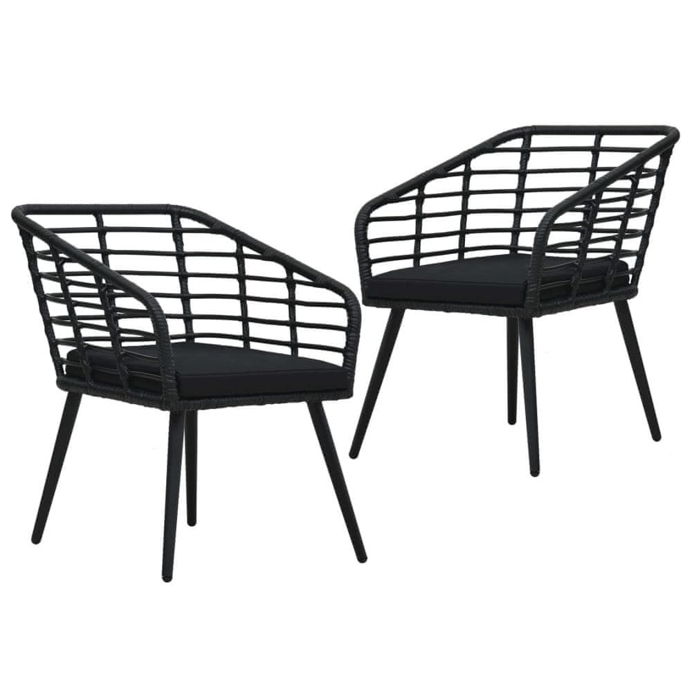 Petromila vidaXL Záhradné stoličky s podložkami 2 ks, polyratan, čierne