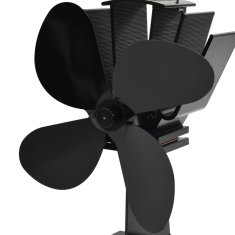 Vidaxl Teplom poháňaný ventilátor na krb so 4 lopatkami čierny