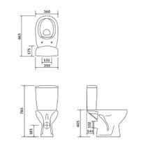 CERSANIT ARTECO - WC kombi + antibakteriálne sedátko s funkciou pomalého zatvárania, horizontálny odpad, K667-052