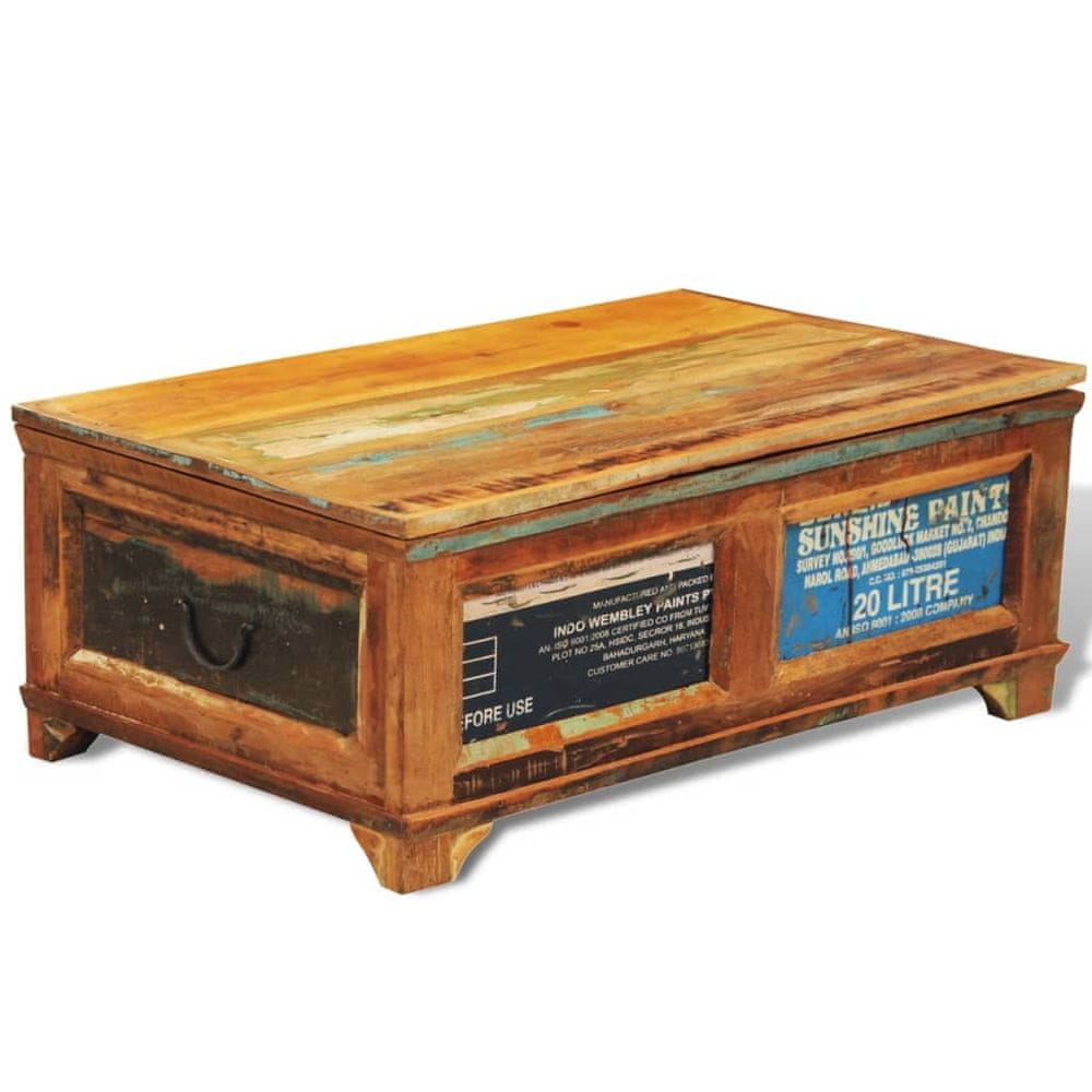 Petromila vidaXL Konferenčný stolík, úložný priestor, vintage, recyklované drevo 