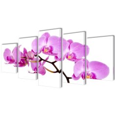 Petromila vidaXL Sada obrazov na stenu, motív Orchidea 200 x 100 cm