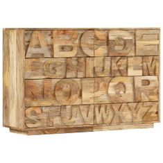 Vidaxl Skrinka s abecedou a so 6 zásuvkami 120x35x79 cm masívne mangovníkové drevo