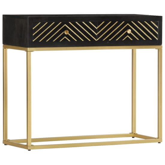 Vidaxl Konzolový stolík, čierno zlatý 90x30x75 cm, mangový masív