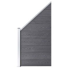 Vidaxl WPC plot, 3 štvorcové + 1 zošikmený diel 619x186 cm, sivý