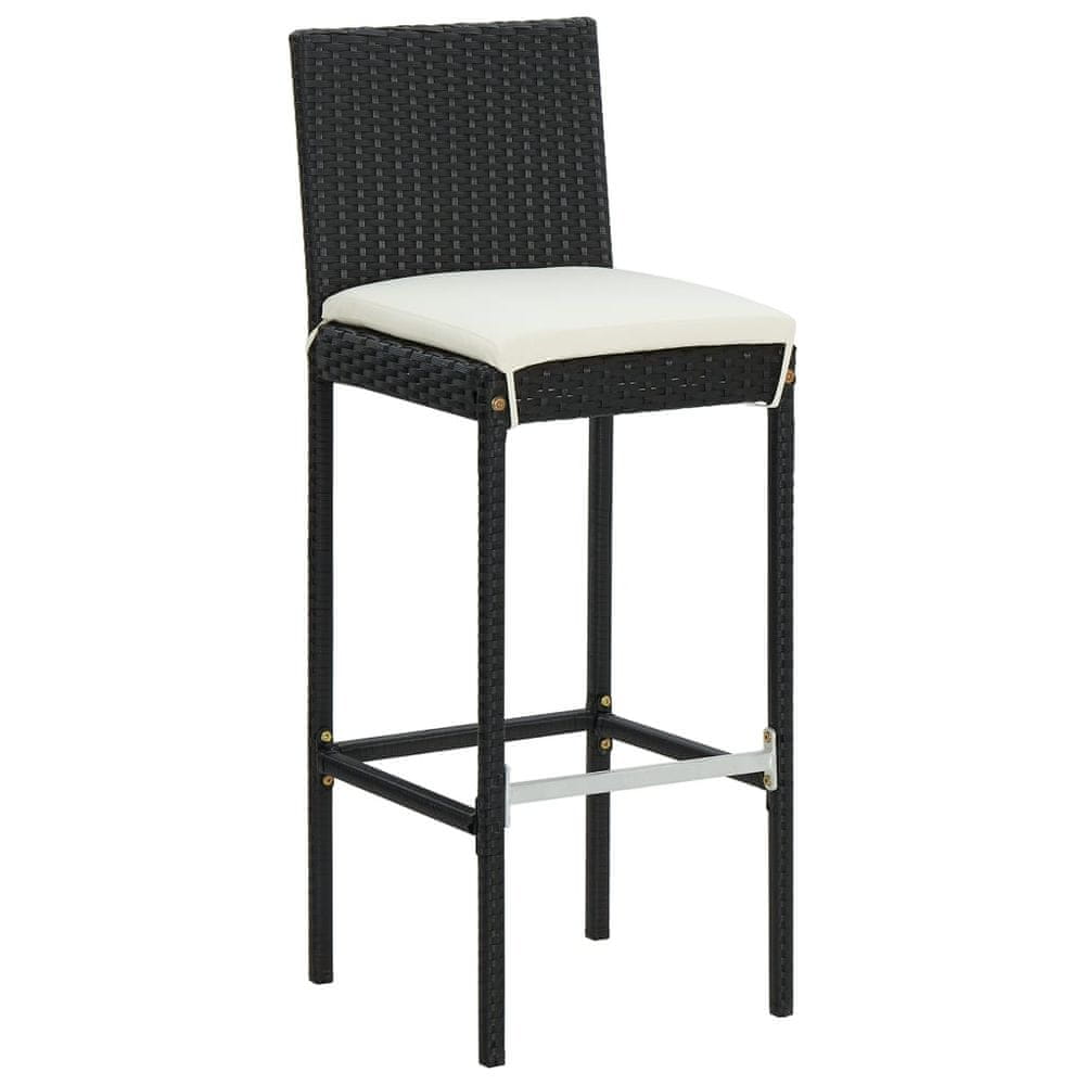 Vidaxl Záhradné barové stoličky s vankúšmi 4 ks čierne polyratan