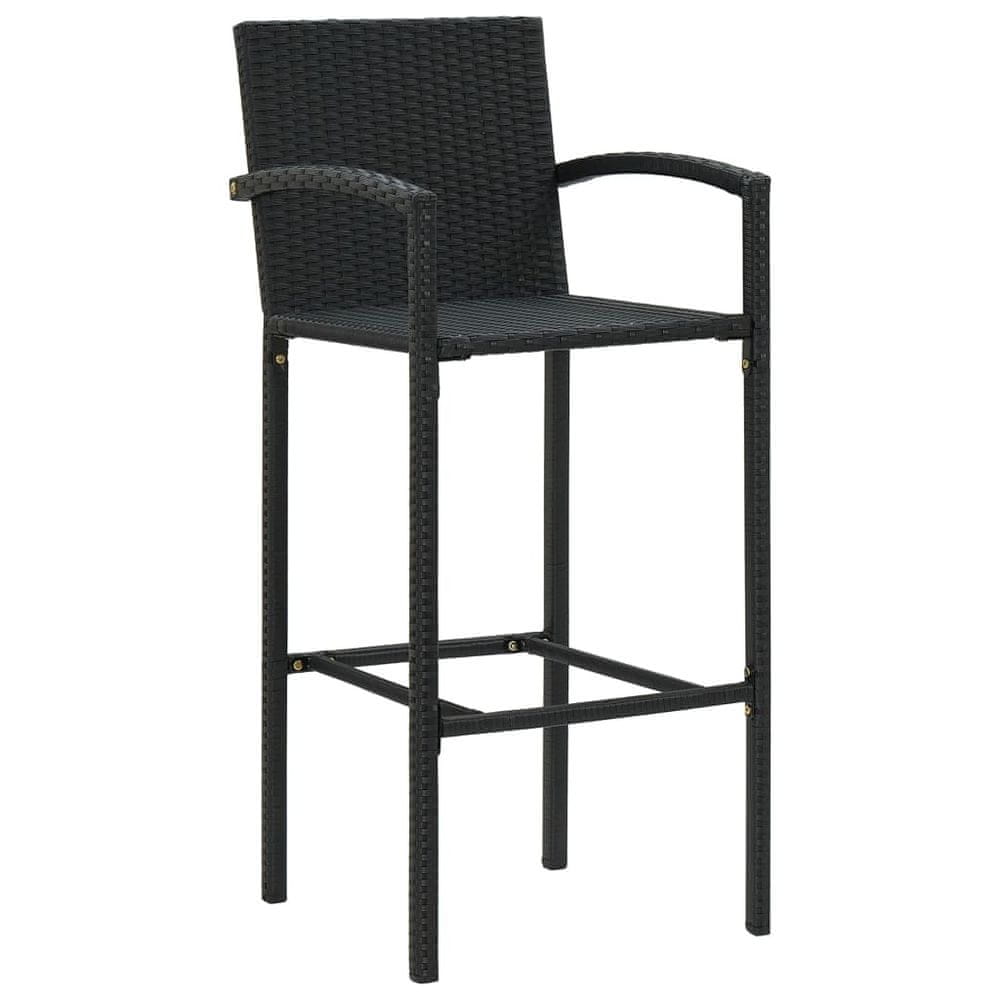 Vidaxl Barové stoličky 2 ks, čierne, polyratan