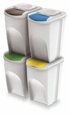 Prosperplast Sada 4 odpadkových košov SORTIBOX biela 392x293x680 / 35L