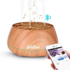 GOLDSUN Aroma Difuzér "Slack 400ml" osviežovač a zvlhčovač vzduchu Music & Bluetooth - Svetlé drevo