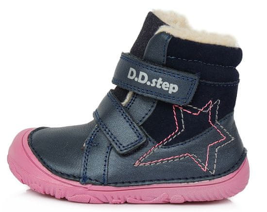 D-D-step dievčenská zimná barefoot kožená členková obuv W073-688B