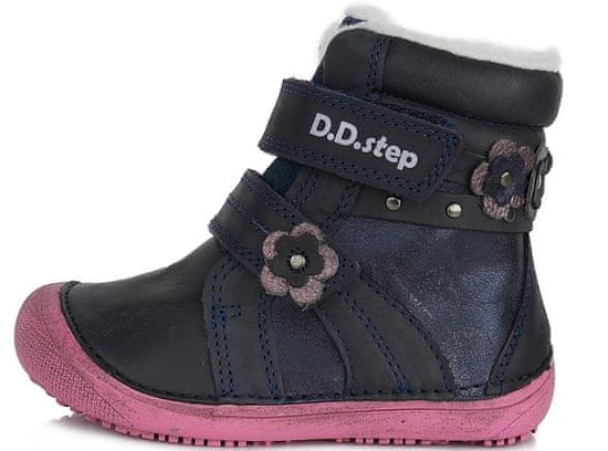 D-D-step dievčenská zimná barefoot kožená členková obuv W063-580