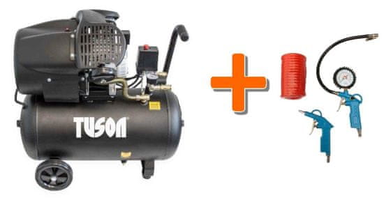 Tuson Olejový kompresor dvojpiestový 2,2 kW; 3,0 HP; 50l TUSON 130024 + Pneu sada 3 dielna WJ002030