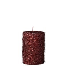 Lene Bjerre Dekoratívne sviečka GLITERIA oranžovo červená 10,5 cm