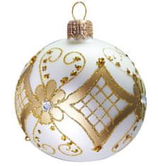 Decor By Glassor Vianočná banka biela zlatý dekor (Veľkosť: 10)