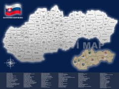 Zapardrobnych.sk Stieracia mapa Slovenska - strieborno-modrá - darčekový tubus