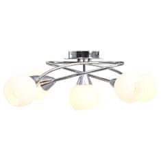 Vidaxl Stropná lampa+keramické tienidlá na 5 žiaroviek E14, biela guľa