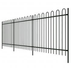 Vidaxl Palisádový plot s oblúkovým zakončením, oceľ 600x150 cm, čierny