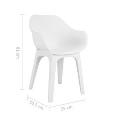 Vidaxl Záhradné stoličky s opierkami 2 ks biele plastové