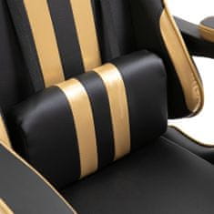 Vidaxl Herná stolička s opierkou na nohy, zlatá, umelá koža