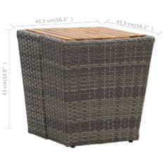 Petromila vidaXL Čajový stolík, sivý 41,5x41,5x43 cm, polyratan, akáciový masív