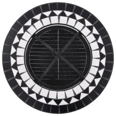 Vidaxl Mozaikový prenosný stôl s ohniskom čierno-biely 68 cm keramický