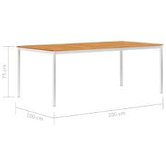 Vidaxl Záhradný jedálenský stôl 200x100x75 cm, akáciový masív a oceľ