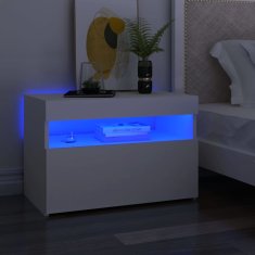Vidaxl Nočný stolík a LED svetlá biely 60x35x40 cm drevotrieska