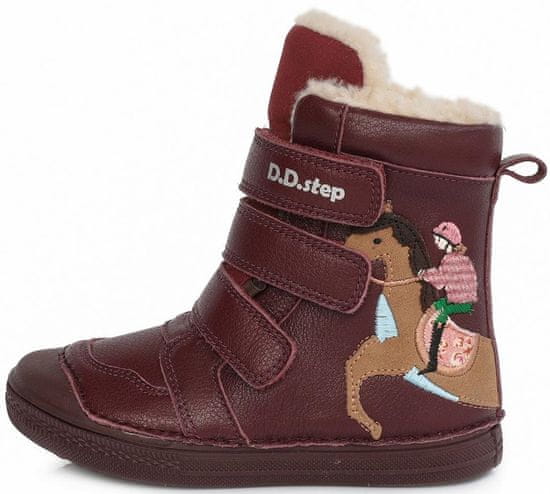 D-D-step dievčenská kožená zimná členková obuv W049-2