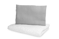 Sensillo 2 dielna posteľná súprava - deka do postieľky - Obliečka na perinu + obliečka na vankúš - 100x135cm + 40x60cm - šedá