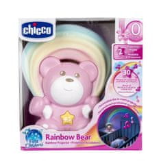 Chicco medveď s projektorom First Dreams Rainbow Bear 0M ružová