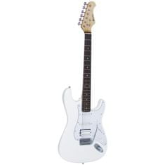 Dimavery ST-312, elektrická gitara, biela