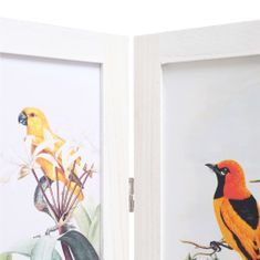 Vidaxl 3-panelový paraván biely 105x165 cm vtáky