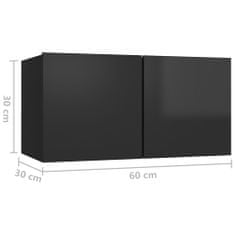Vidaxl 6-dielna súprava TV skriniek, vysoký lesk, čierna, drevotrieska