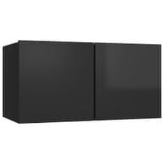 Vidaxl 8-dielna súprava TV skriniek, vysoký lesk, čierna, drevotrieska