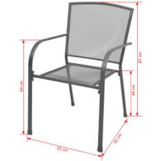 Vidaxl Stohovateľné záhradné stoličky 2 ks, oceľ, sivé