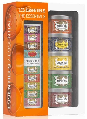 Kusmi Tea Essentials Teas darčekový set so sitkom plechovka 5x25 g