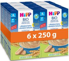 HiPP BIO Mliečna kaša na dobrú noc s detskými keksami 6 x 250 g, od 6. mesiaca