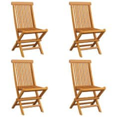 Vidaxl Záhradné stoličky s modrými podložkami 4 ks tíkový masív