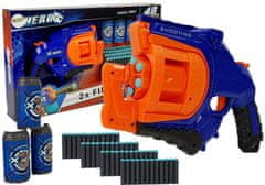 Lean-toys Pištoľ na penové náboje 48 kusov Rotačný zásobník Modrá a oranžová