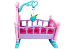 Lean-toys Ružová kolíska pre bábiku s hrkálkou Hojdacia posteľ