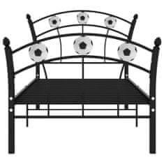 Petromila vidaXL Rám postele s futbalovým dizajnom čierny kov 90x200 cm