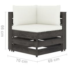 Petromila vidaXL 10-dielna sedacia súprava s podložkami, sivá impregnované drevo