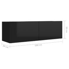 Vidaxl 7-dielna súprava TV skriniek, vysoký lesk, čierna, drevotrieska