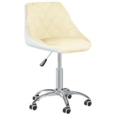 Vidaxl Otočná kancelárska stolička krémová a biela umelá koža