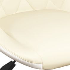 Vidaxl Otočná kancelárska stolička krémová a biela umelá koža