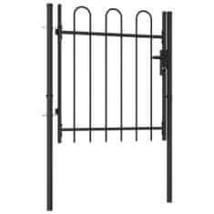Petromila vidaXL Jednokrídlová plotová brána s oblúkom, oceľ 1x1 m, čierna
