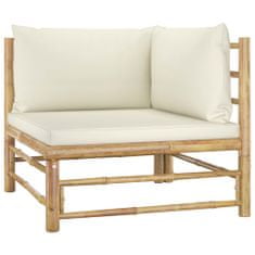 Petromila vidaXL 4-dielna záhradná sedacia súprava, krémové podložky, bambus